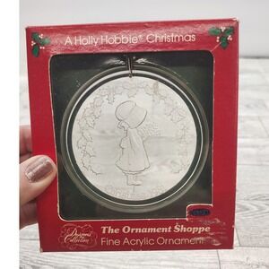 Holly‎ Hobbie Christmas Ornament 1981 Acrylic Round Keepsake Retro Holiday
